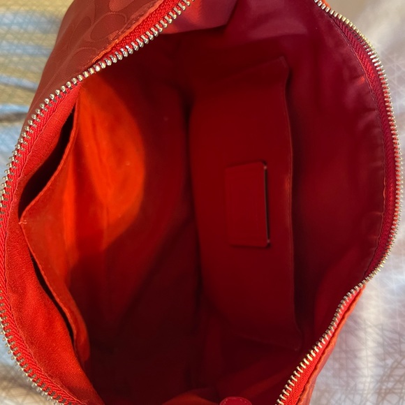 Like new, Coach, Red, soft fabric, shoulder bag, purse - Picture 4 of 6